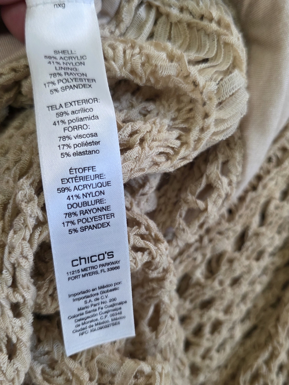 Chico's Cream Handkerchief Crochet Fringe Maxi Skirt - Picture 9 of 9